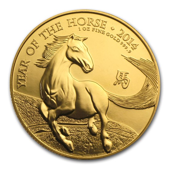 2014 Great Britain 1 oz Gold Year of the Horse BU 2014 Great Britain 1 oz Gold Year of the Horse BU